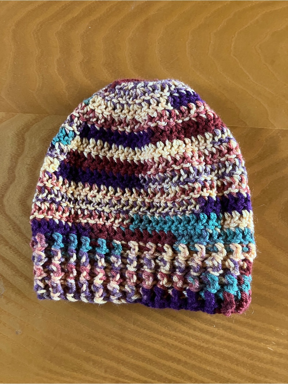 Multicolor Crochet ponytail Beanie Hat - Women's Knit Winter Cap